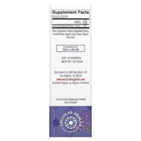 Thực phẩm bổ sung MaryRuth Organics Toddler Iron Organic Liquid Drops 1-3 Years Grape 2 fl oz (60 ml) 850036700562