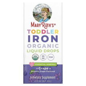 Thực phẩm chức năng MaryRuth Organics Toddler Iron Organic Liquid Drops 1-3 Years Grape 2 fl oz (60 ml) 850036700562