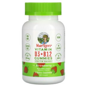 Thực phẩm chức năng MaryRuth Organics Vitamin D3 + B12 Gummies Pectin Based Strawberry 60 Gummies 861212000383
