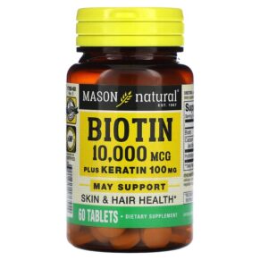 Thực phẩm chức năng Mason Natural Biotin Plus Keratin 10.000 mcg 60 Tablets 311845176554