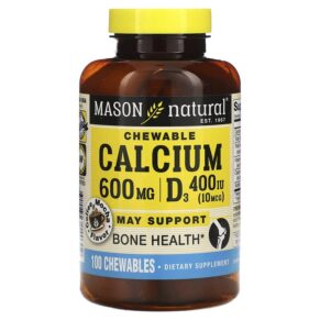 Thực phẩm chức năng Mason Natural Chewable Calcium + D3 Coffee Mocha 600 mg 100 Chewables 311845140319