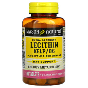 Thực phẩm chức năng Mason Natural Extra Strength Lecithin Kelp/B6 Plus Apple Cider Vinegar 100 Tablets 311845082213
