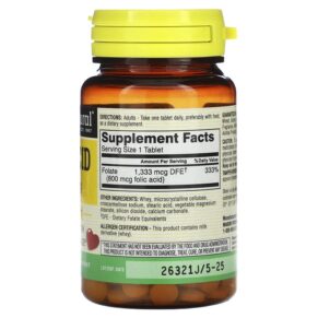 Thực phẩm bổ sung Mason Natural Folic Acid 800 mcg 100 Tablets 311845067616