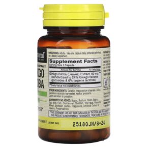 Thực phẩm bổ sung Mason Natural Ginkgo Biloba Standardized Extract 60 Capsules 311845128058