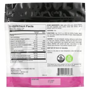 Thực phẩm bổ sung Mason Natural Marine Collagen with Biotin Hyaluronic Acid Turmeric & Zinc Blueberry Pomegranate 14 Packs 4.9 oz (140 g) 311845182661