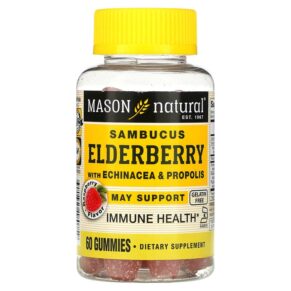 Thực phẩm chức năng Mason Natural Sambucus Elderberry with Echinacea & Propolis Raspberry 60 Gummies 311845180759