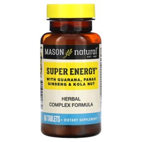 Thực phẩm chức năng Mason Natural Super Energy with Guarana Panax Ginseng & Kola Nut 60 Tablets 311845119650