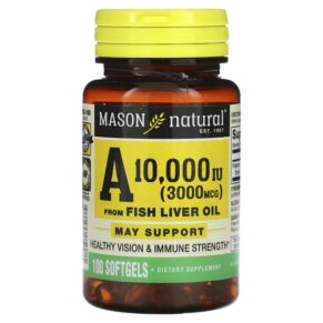 Thực phẩm chức năng Mason Natural Vitamin A from Fish Liver Oil 3.000 mcg (10.000 IU) 100 Softgels 311845059215