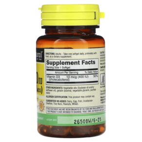 Thực phẩm bổ sung Mason Natural Vitamin D3 10 mcg (400 IU) 100 Softgels 311845118318