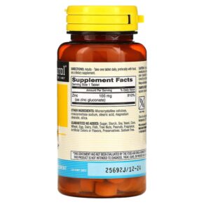 Thực phẩm bổ sung Mason Natural Zinc 100 mg 100 Tablets 311845077516