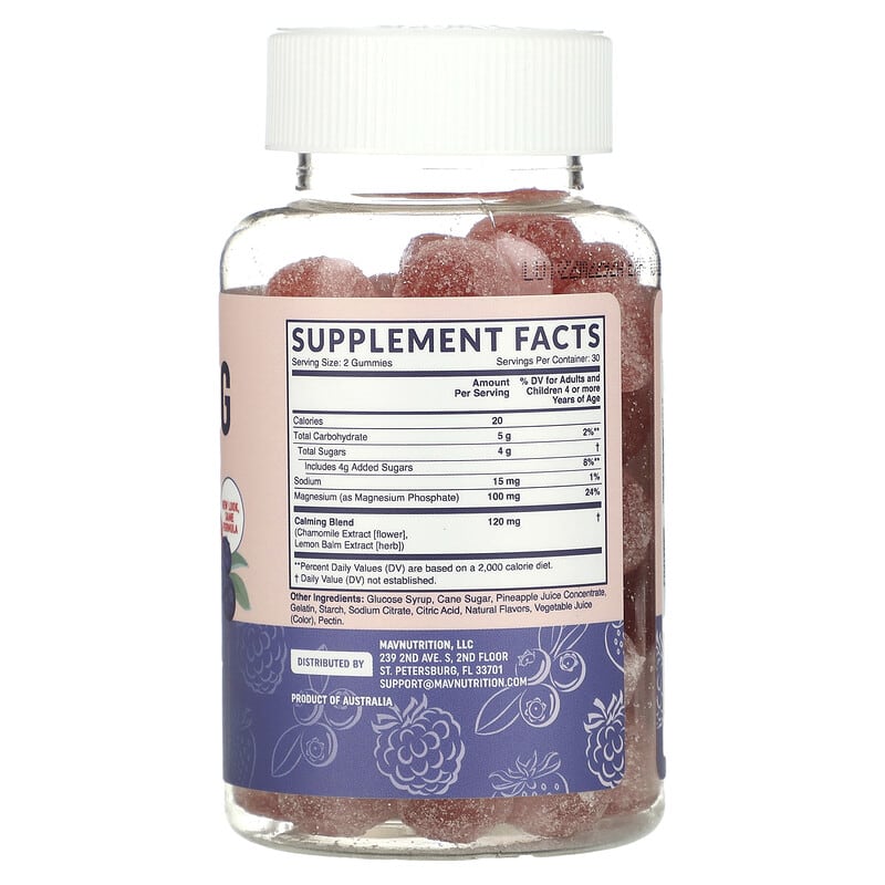 MAV Nutrition Calming Gummies For Kids Berry 60 Gummies 2 Thực phẩm bổ sung MAV Nutrition Calming Gummies For Kids Berry 60 Gummies 850018273282