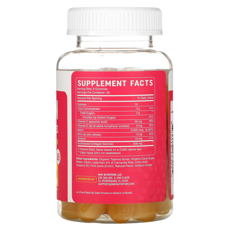 MAV Nutrition Collagen Gummies with Biotin Yummy Lemon 60 Gummies 2 Thực phẩm bổ sung MAV Nutrition Collagen Gummies with Biotin Yummy Lemon 60 Gummies 850018273015