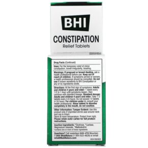 Thực phẩm bổ sung MediNatura BHI Constipation Relief 100 Tablets 787647100163