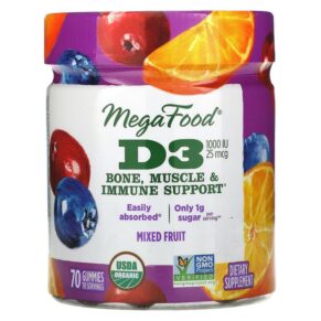 Thực phẩm chức năng MegaFood D3 Mixed Fruit 1.000 IU (25 mcg) 70 Gummies 051494104125
