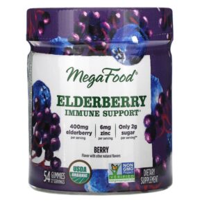 Thực phẩm chức năng MegaFood Elderberry Immune Support Berry 54 Gummies 051494104149