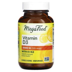 Thực phẩm chức năng MegaFood Vitamin D3 125 mcg (5.000 IU) 60 Capsules 051494104385