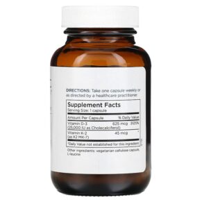 Thực phẩm bổ sung Metabolic Maintenance Vitamin D-3 with Vitamin K2 MK-7 25.000 IU 60 Capsules 838287005292