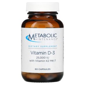 Thực phẩm chức năng Metabolic Maintenance Vitamin D-3 with Vitamin K2 MK-7 25.000 IU 60 Capsules 838287005292
