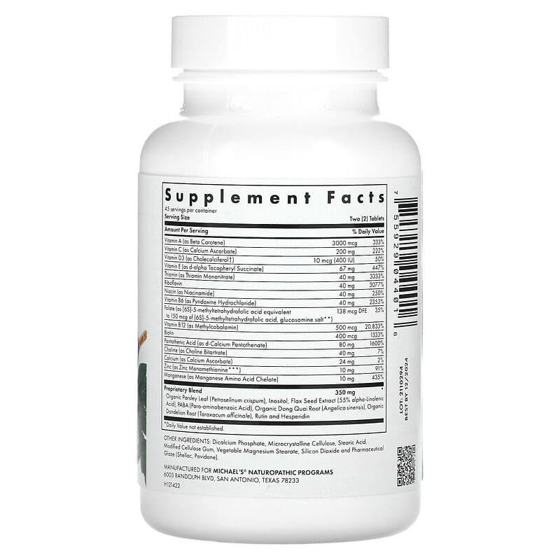 Michael's Naturopathic Teen Girls Tabs Multivitamin 90 Vegetarian Tablets 2 Thực phẩm bổ sung Michael's Naturopathic Teen Girls Tabs Multivitamin 90 Vegetarian Tablets 755929044016