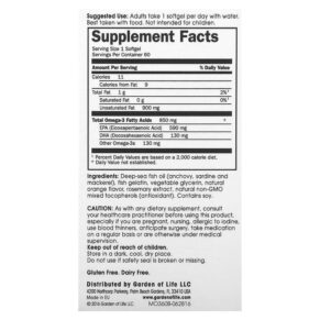 Thực phẩm bổ sung Minami Nutrition Garden of Life Supercritical Omega-3 Fish Oil Orange 850 mg 60 Softgels 5425018610013