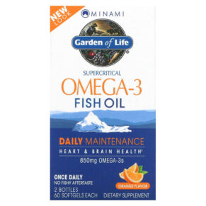 Thực phẩm chức năng Minami Nutrition Supercritical Omega-3 Fish Oil Orange 850 mg 2 Bottles 60 Softgels Each 5425018611058