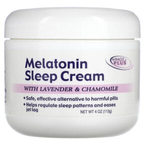 Thực phẩm chức năng Miracle Plus Melatonin Sleep Cream With Lavender & Chamomile 4 oz (113 g) 819265006203