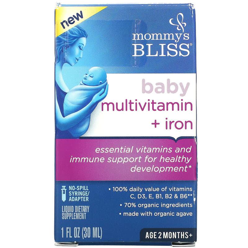 Mommy's Bliss Baby Multivitamin + Iron Ages 2 Months Grape 1 fl oz (30 ml) 8 Thực phẩm chức năng Mommy's Bliss Baby Multivitamin + Iron Ages 2 Months Grape 1 fl oz (30 ml) 679234056147
