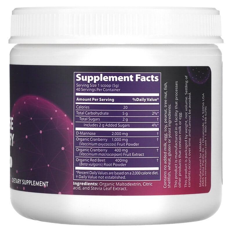 MRM Nutrition D-Mannose + Cranberry Cranberry 7.05 oz (200 g) 2 Thực phẩm bổ sung MRM Nutrition D-Mannose + Cranberry Cranberry 7.05 oz (200 g) 609492310507