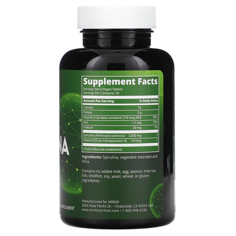 MRM Nutrition Spirulina 180 Vegan Tablets 2 Thực phẩm bổ sung MRM Nutrition Spirulina 180 Vegan Tablets 609492800350