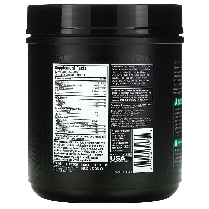 MuscleTech Amino Build Strawberry Watermelon 20.92 oz (593 g) 2 Thực phẩm bổ sung MuscleTech Amino Build Strawberry Watermelon 20.92 oz (593 g) 631656715811