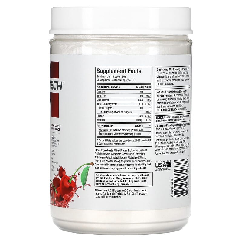 MuscleTech ISO Whey Clear Ultra-Pure Protein Isolate Arctic Cherry Blast 1.1 lbs (500 g) 2 Thực phẩm bổ sung MuscleTech ISO Whey Clear Ultra-Pure Protein Isolate Arctic Cherry Blast 1.1 lbs (500 g) 631656714838