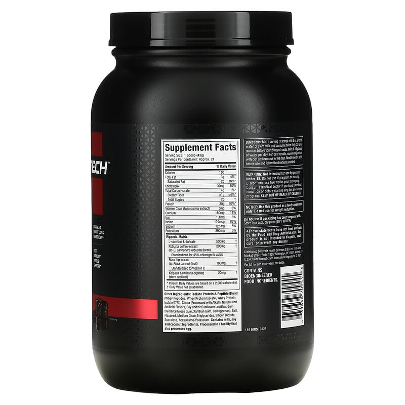 MuscleTech Nitro Tech Ripped Lean Protein + Weight Loss Chocolate Fudge Brownie 2 lbs (907 g) 2 Thực phẩm bổ sung MuscleTech Nitro Tech Ripped Lean Protein + Weight Loss Chocolate Fudge Brownie 2 lbs (907 g) 631656709445