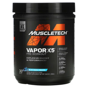Thực phẩm chức năng MuscleTech VaporX5 Pre-Workout Blue Razz Freeze 9.4 oz (266 g) 631656710922