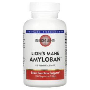 Thực phẩm chức năng Mushroom Wisdom Lion's Mane Amyloban 180 Vegetarian Tablets 791014309004
