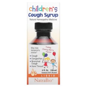 Thực phẩm chức năng NatraBio Children's Cough Syrup Yummy Cherry-Berry  4 fl oz (120 ml) 371400552049