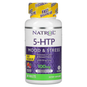 Thực phẩm chức năng Natrol 5-HTP Fast Dissolve Extra Strength Wild Berry 100 mg 30 Tablets 047469060442