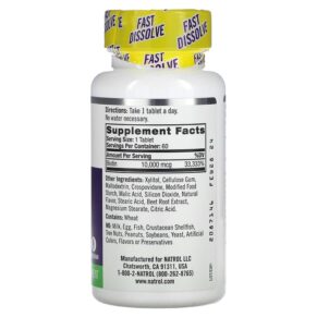 Thực phẩm bổ sung Natrol Biotin Fast Dissolve Maximum Strength Strawberry 10.000 mcg 60 Tablets 047469068851