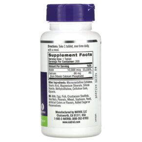 Thực phẩm bổ sung Natrol Biotin Maximum Strength 10.000 mcg 200 Tablets 047469076085