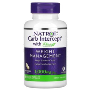 Thực phẩm chức năng Natrol Carb Intercept with Phase 2 Carb Controller 500 mg 60 Veggie Capsules 047469161767