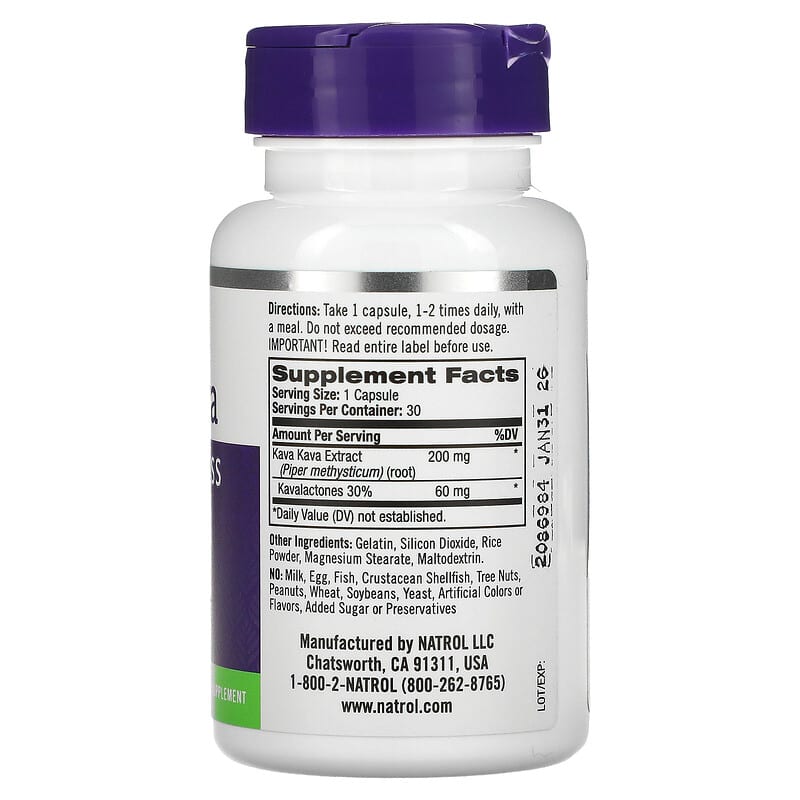 Natrol Kava Kava 200 mg 30 Capsules 2 Thực phẩm bổ sung Natrol Kava Kava 200 mg 30 Capsules 047469009496