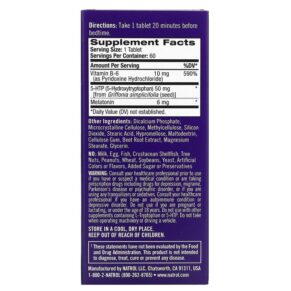 Thực phẩm bổ sung Natrol Melatonin + 5-HTP Advanced Sleep 60 Bi-Layer Tablets 047469072292