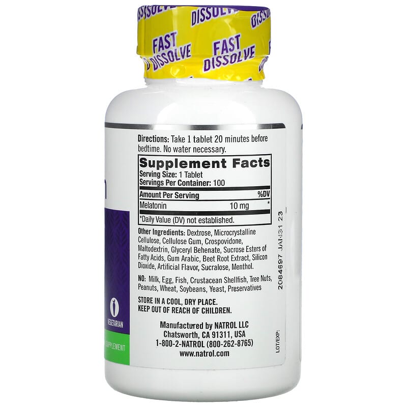 Natrol Melatonin Fast Dissolve Maximum Strength Strawberry 10 mg 100 Tablets 2 Thực phẩm bổ sung Natrol Melatonin Fast Dissolve Maximum Strength Strawberry 10 mg 100 Tablets 047469071509