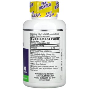 Thực phẩm bổ sung Natrol Melatonin Fast Dissolve Strawberry 3 mg 150 Tablets 047469072810