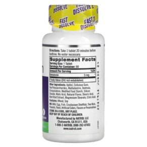 Thực phẩm bổ sung Natrol Melatonin Fast Dissolve Strawberry 3 mg 90 Tablets 047469060763