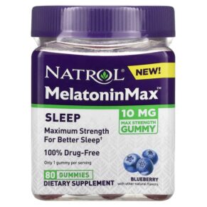 Thực phẩm chức năng Natrol Melatonin Max Sleep Blueberry 10 mg 80 Gummies 047469079796