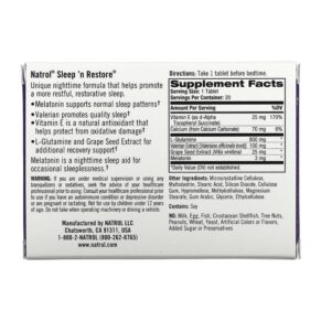 Thực phẩm bổ sung Natrol Sleep 'n Restore 20 Tablets 047469005023