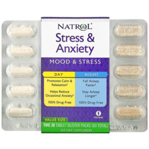 Thực phẩm chức năng Natrol Stress & Anxiety Day & Night Two 30 Tablet Blister Packs (60 Total) 047469055011