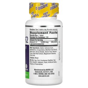 Thực phẩm bổ sung Natrol Vitamin B-12 Fast Dissolve Maximum Strength Strawberry 5.000 mcg 100 Tablets 047469066727