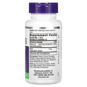 Thực phẩm bổ sung Natrol Vitamin D3 Bone & Joint Health Maximum Strength 10.000 IU 60 Tablets 047469060145
