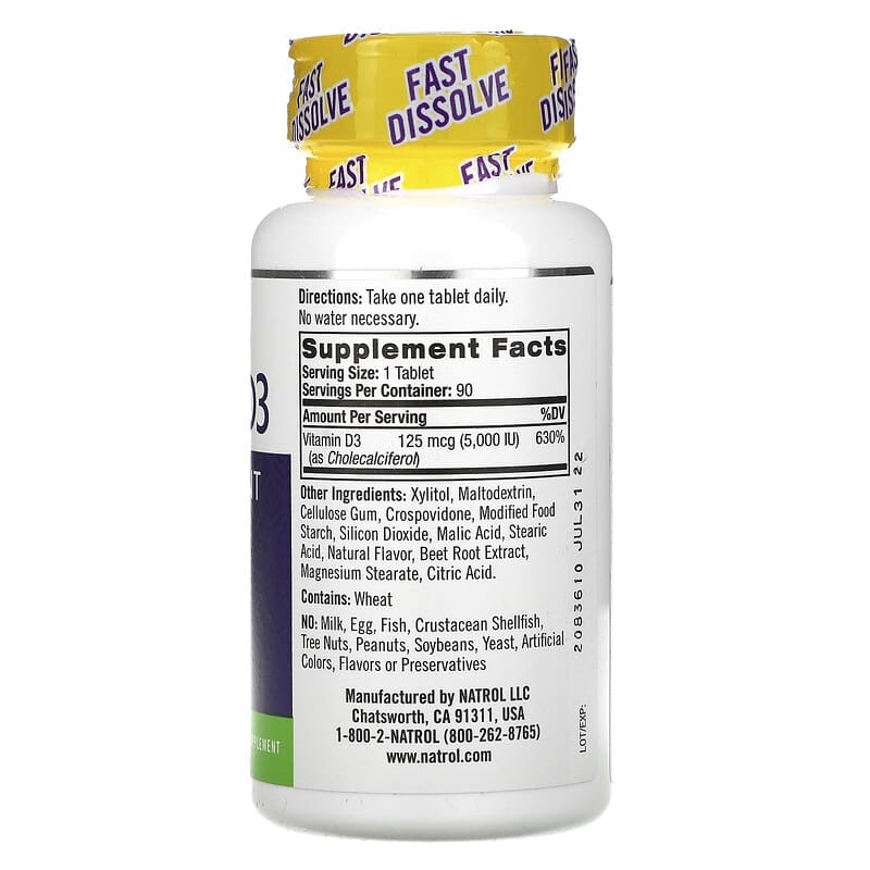 Natrol Vitamin D3 Bone & Joint Health Strawberry 5.000 IU 90 Tablets 2 Thực phẩm bổ sung Natrol Vitamin D3 Bone & Joint Health Strawberry 5.000 IU 90 Tablets 047469058913